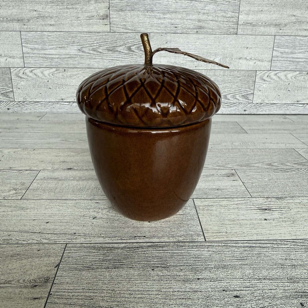 Zodax New Rare NWT Acorn Candle Vase Gold‎ Leaf Fall Scent